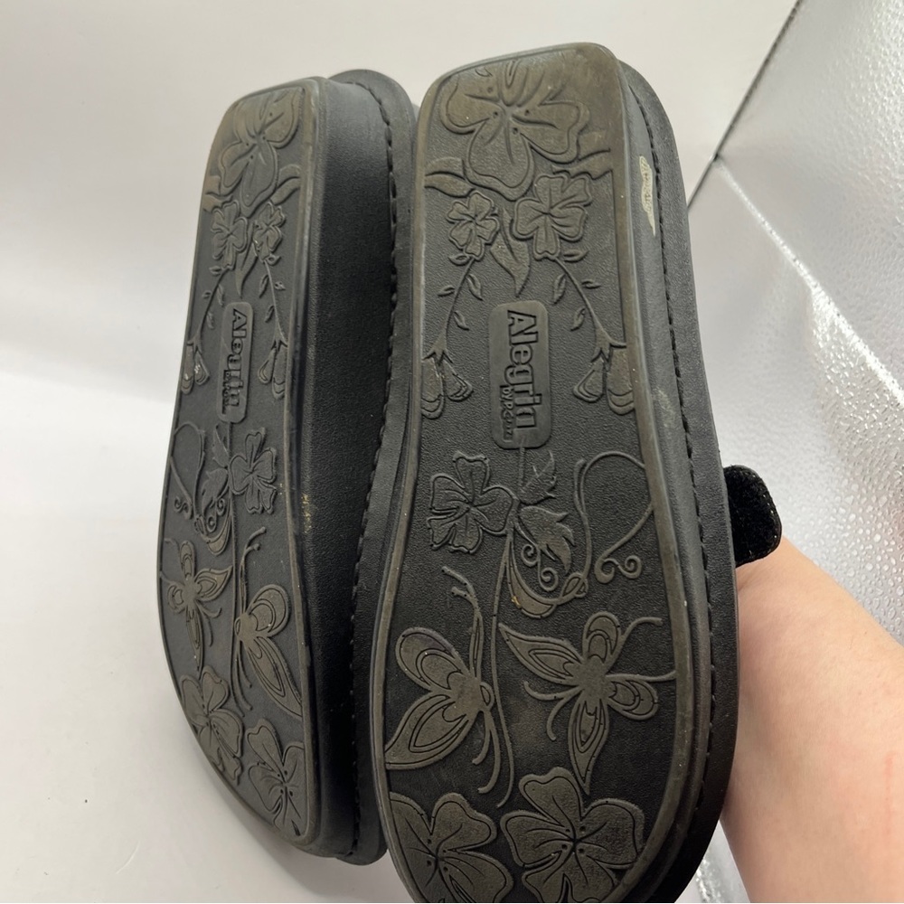 Women's ALEGRIA Black Leather Mary Jane Comfort Shoes Size 38/7 Hook And Eye - Picture 8 of 10